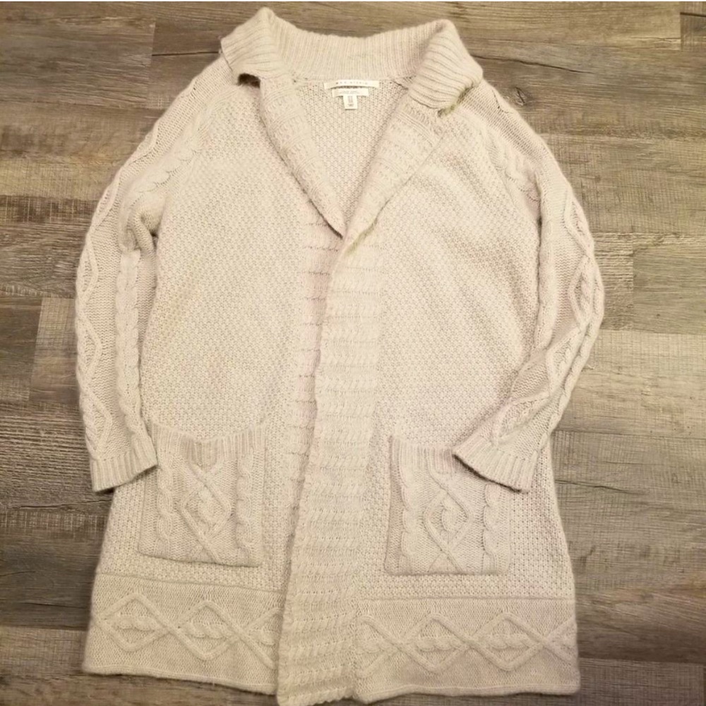 Max Studio Luxury Yarns Alpaca blend Long Open front Cable Knit Cardigan 1X